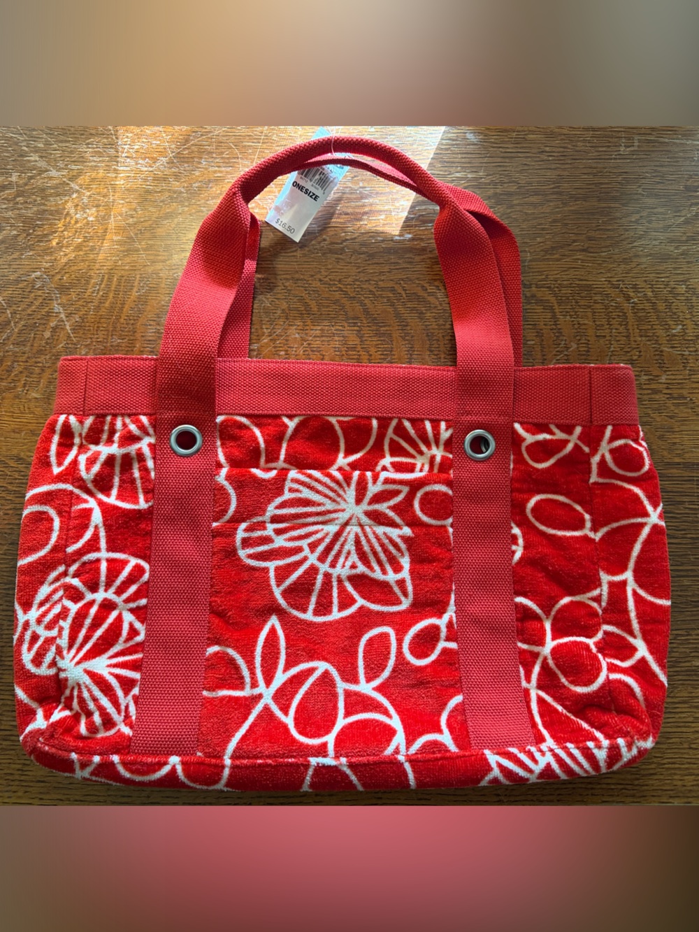 NWT Y2K Vintage Old Navy Red & White Terry Cloth Bag